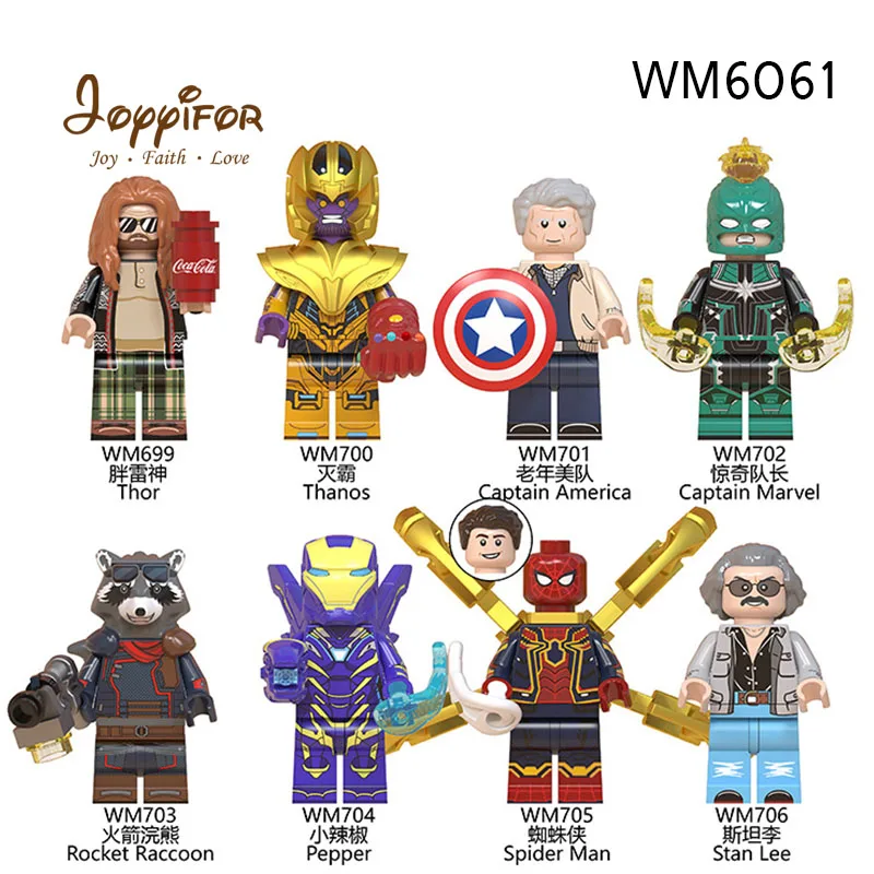 

Superhero DIY Model Building Blocks Compatible With Legoingly mini figures eng game 4 fat thor with beer old captain lee rocket