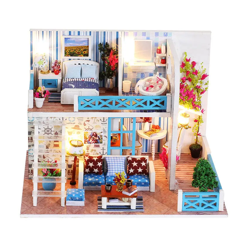Многоцветная детская деревянная кукольная мебель ручной работы, кукольный дом для самостоятельной сборки, кукольный домик для дома Хелен