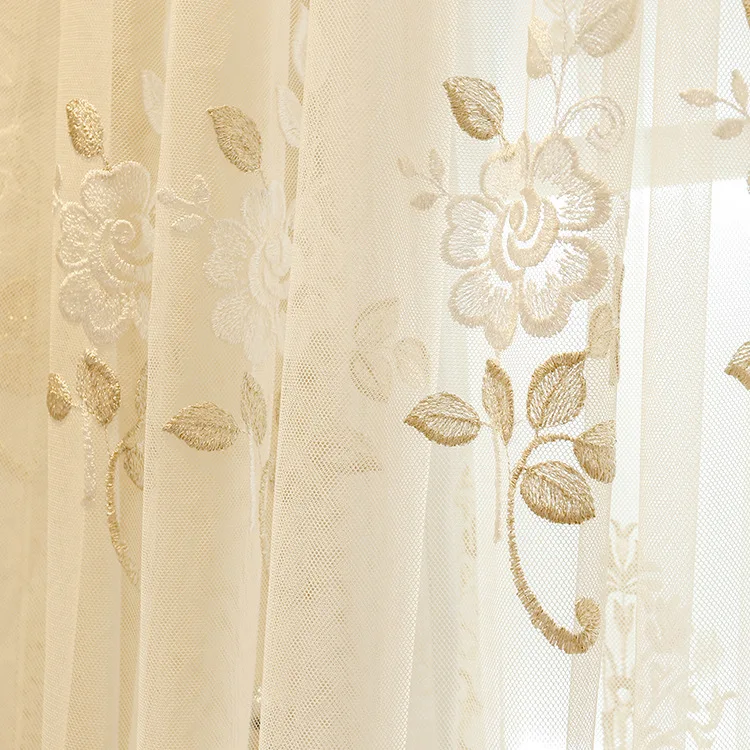 [Slow Soul] nuevo jardín dormitorio sala de estar cortina bordado tul hojas Cortinas transparentes Cortinas modernas para Cortinas de lujo