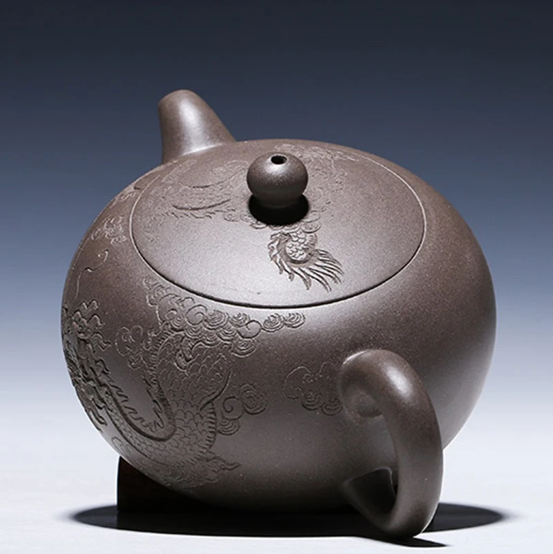 Мастер ручной работы резьба 370cc подлинный исинский чайник Dragon Ball Pot китайский здоровый керамический чайник фиолетовая глина чайный набор чай горшок