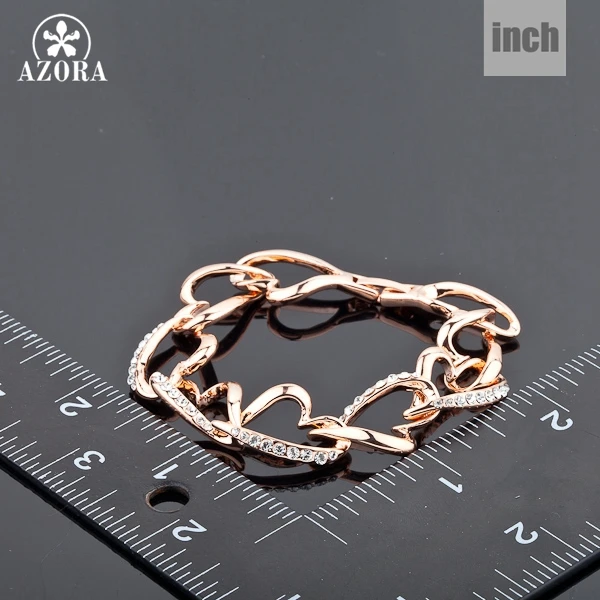 AZORA Gold Color Gorgeous Austrian Crystal Nine Heart End to End Bracelet TS0004
