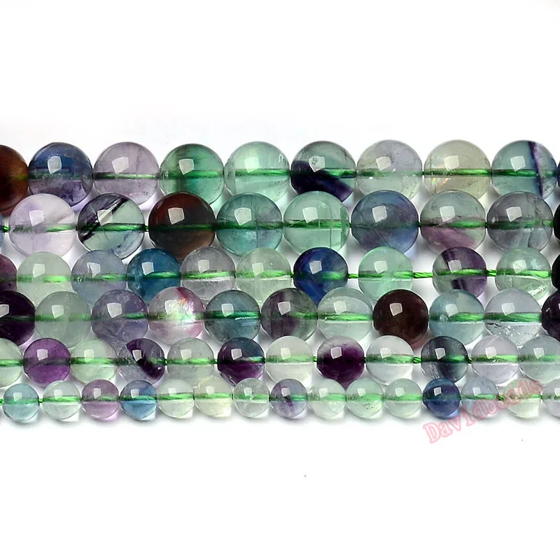 

Factory price Natural Stone Colorful Fluorite Round Loose Beads 16" Strand 4 6 8 10 12MM Pick Size For Jewelry Making