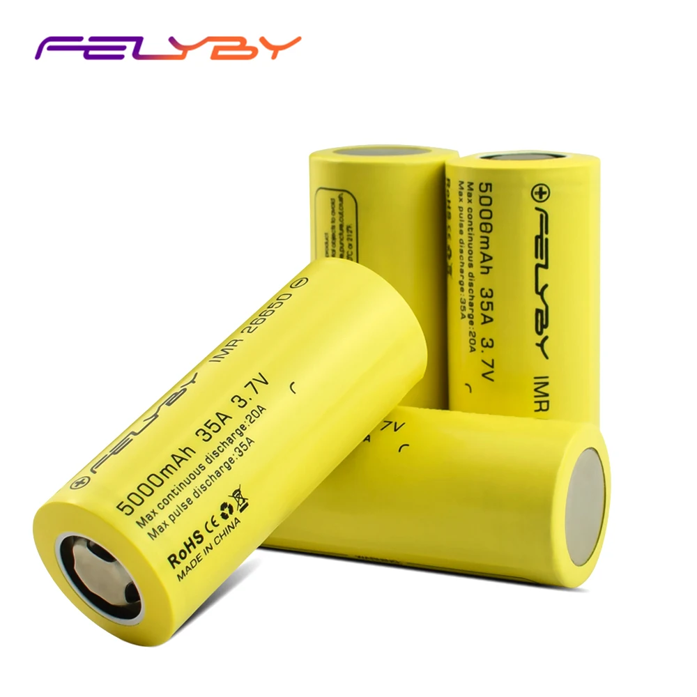 FELYBY литий-ионная батарея 35A 26650 5000mah 26650-35A литиевая батарея 3,7 v аккумуляторная батарея для фонарика