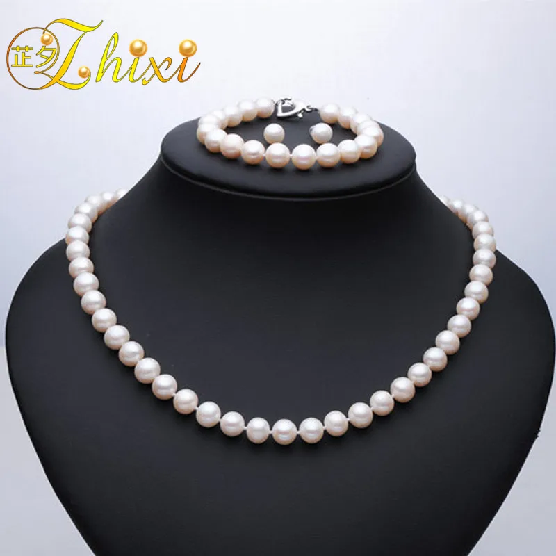 Женский ювелирный комплект из колье и серёг 8 9 мм|jewelry sets|set for womenfine jewelry |
