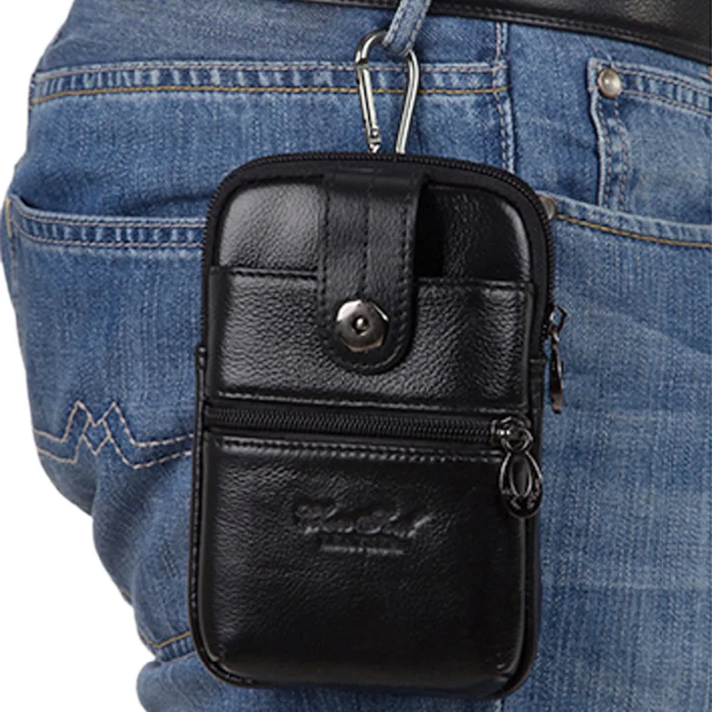Genuine Leather Men Waist Bag Cell/Mobile Phone Case Coin Purse Pocket Belt Hip Bum Brand Famous ...