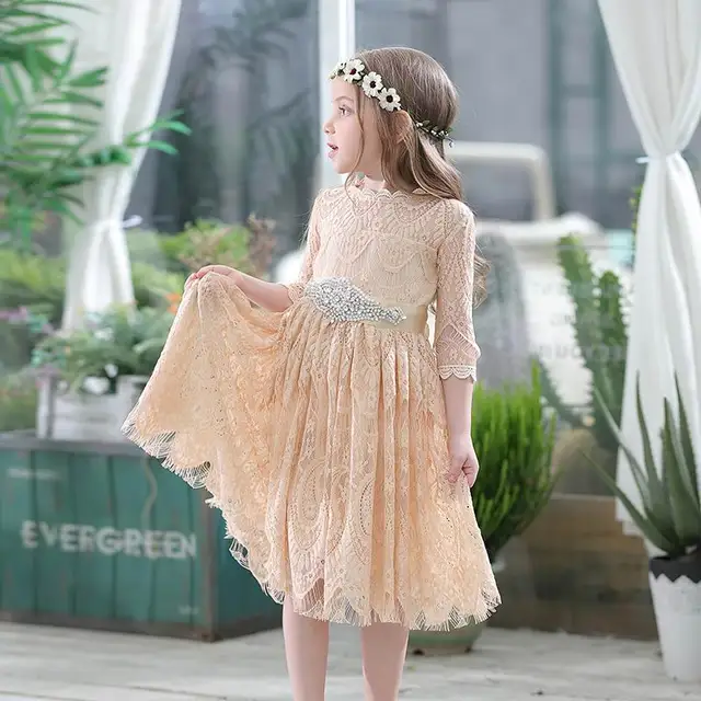 Lace Dress with Rhinestone Belt