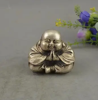 

CHINESE OLD WHITE COPPER HANDWORK CARVING MONK BUDDHA STATUE