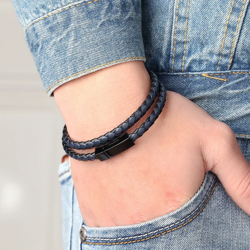 Браслет цепочка из натуральной кожи для мужчин и женщин|bracelets for|leather bracelets for