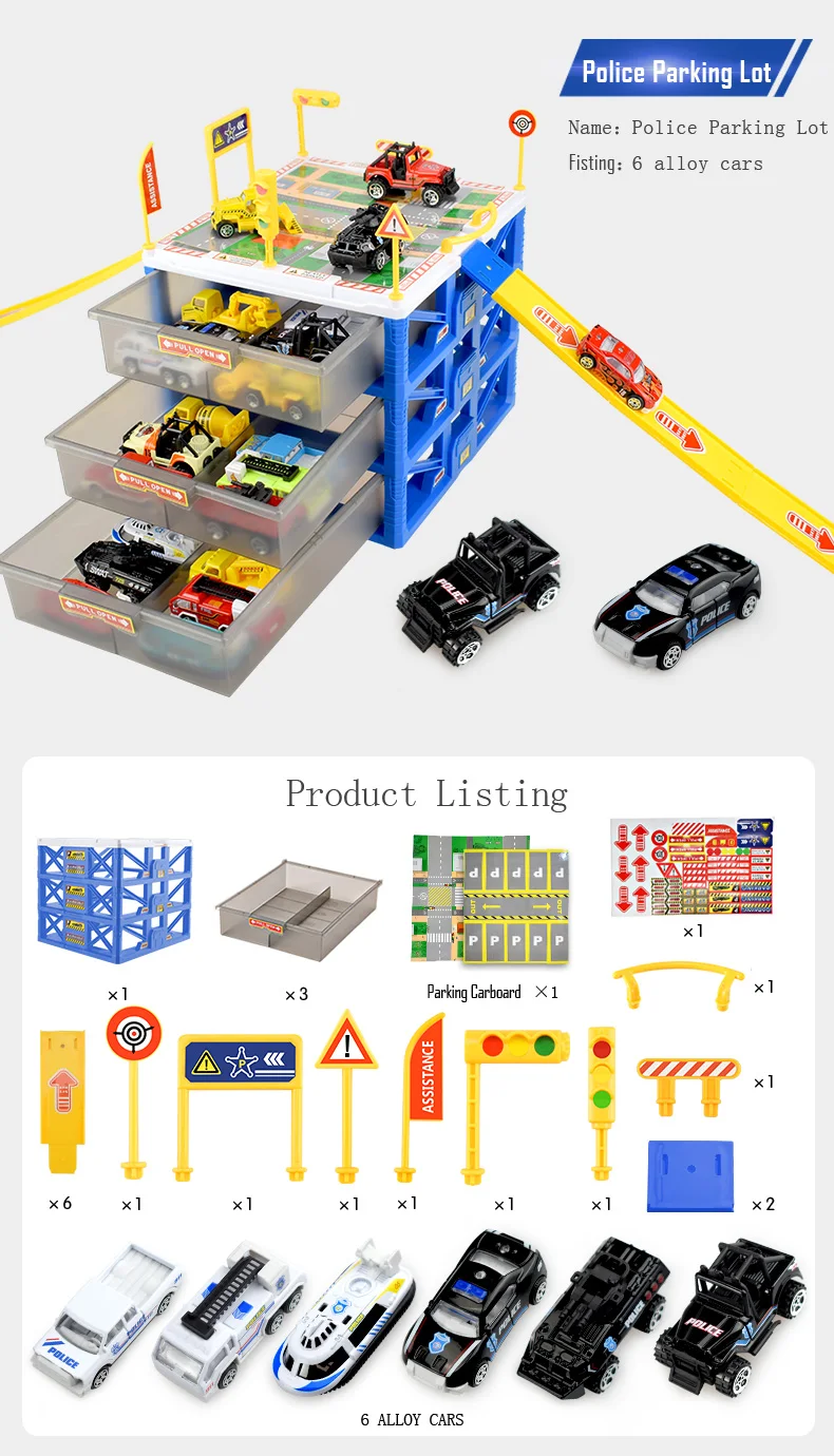 Huanger детские автомобильные игрушки мини-стоянка 6 шт. коробка для хранения автомобилей DIY дорожные знаки автомобиль слот модель игрушки навес для автомобиля игрушечный гараж для детей