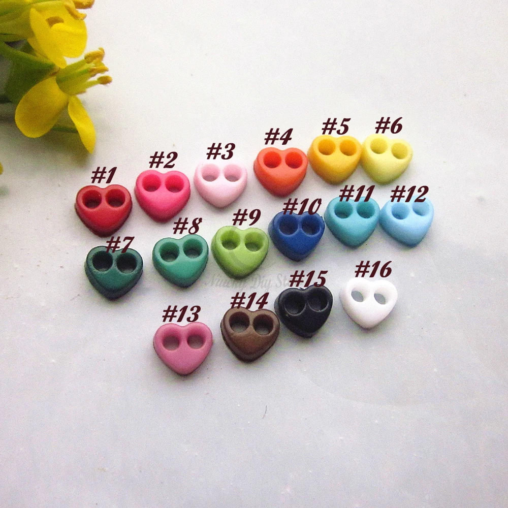 Новые мини-кнопки 4 мм 144 шт. смешанные/1 цвет мини-Сердце крошечные кнопки для крафта куклы Швейные декоративные аксессуары 16 цветов