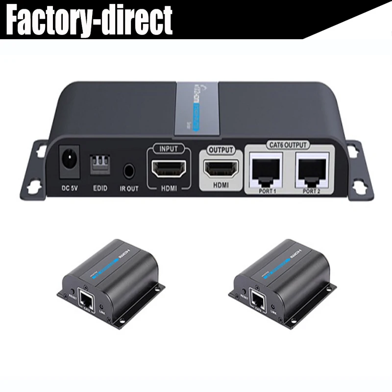 1080P 1x8 (4 Receivers) HDMI Splitter Over Cat6 Extender Up To 164 Feet (50 Meters) For 8 Monitors And 1 Loop-Out Monitor (1 In 8 Out), IR Control