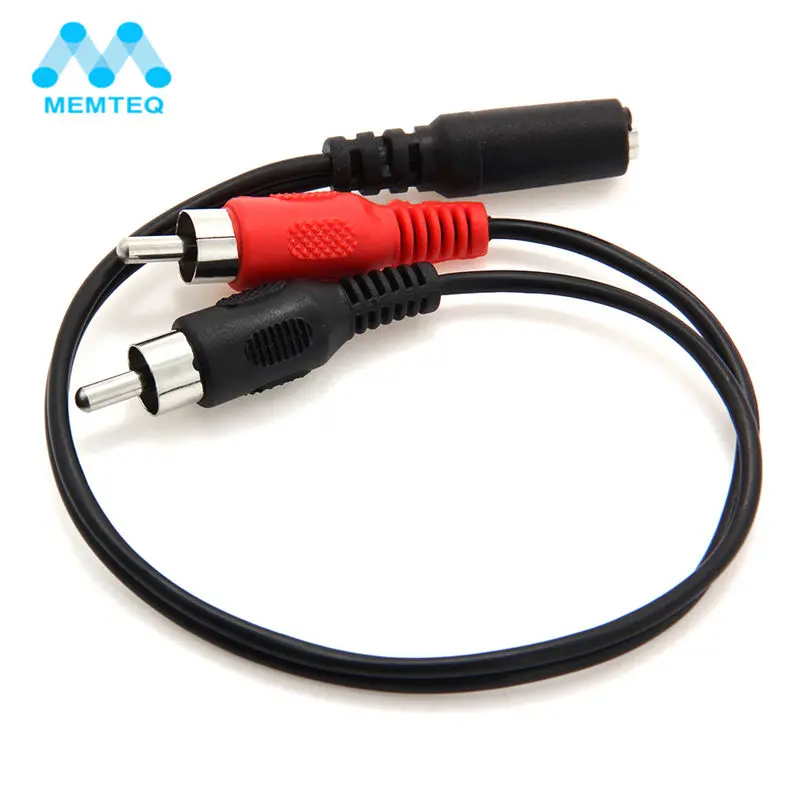 

MEMTEQ Universal 3.5mm Stereo Jack Female To 2 RCA Male Plug Adapter Audio RCA Cable Extension Cable 20CM For DVD/CD/MP3