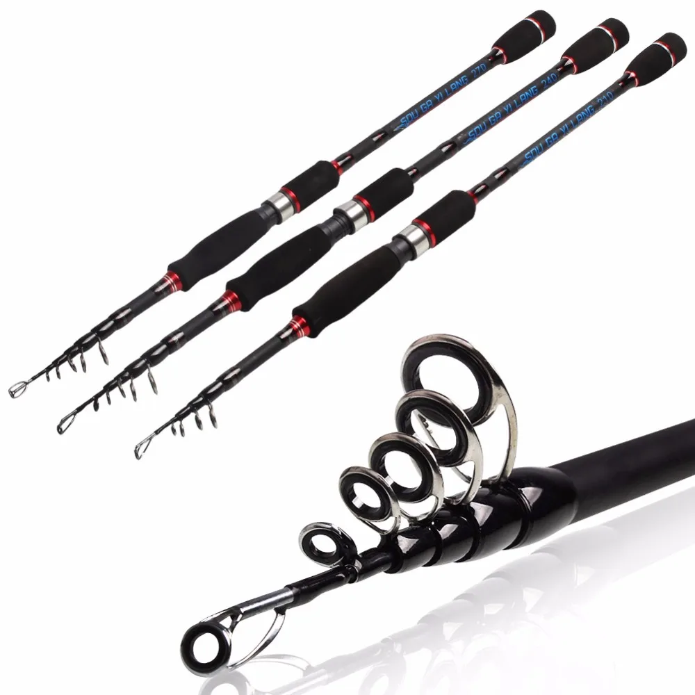 Carbon Fiber Telescopic Fishing Rod 2.1M 2.4M 2.7M Spinning Casting Rod