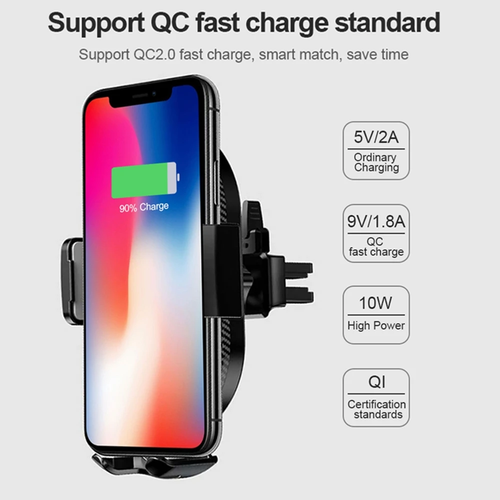 DCAE تشى سيارة حامل للشاحن اللاسلكي شحن الهواء تنفيس سيارة الهاتف المحمول جبل حامل لسامسونج S9 S8 زائد فون 8 X XS ماكس XR DCAE تشى سيارة حامل للشاحن اللاسلكي شحن الهواء تنفيس سيارة الهاتف المحمول جبل حامل لسامسونج S9 S8 زائد فون 8 X XS ماكس XR