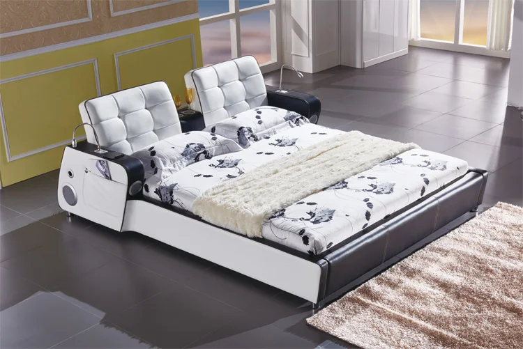 MYBESTFURN музыкальная кровать из натуральной кожи многофункциональная музыка