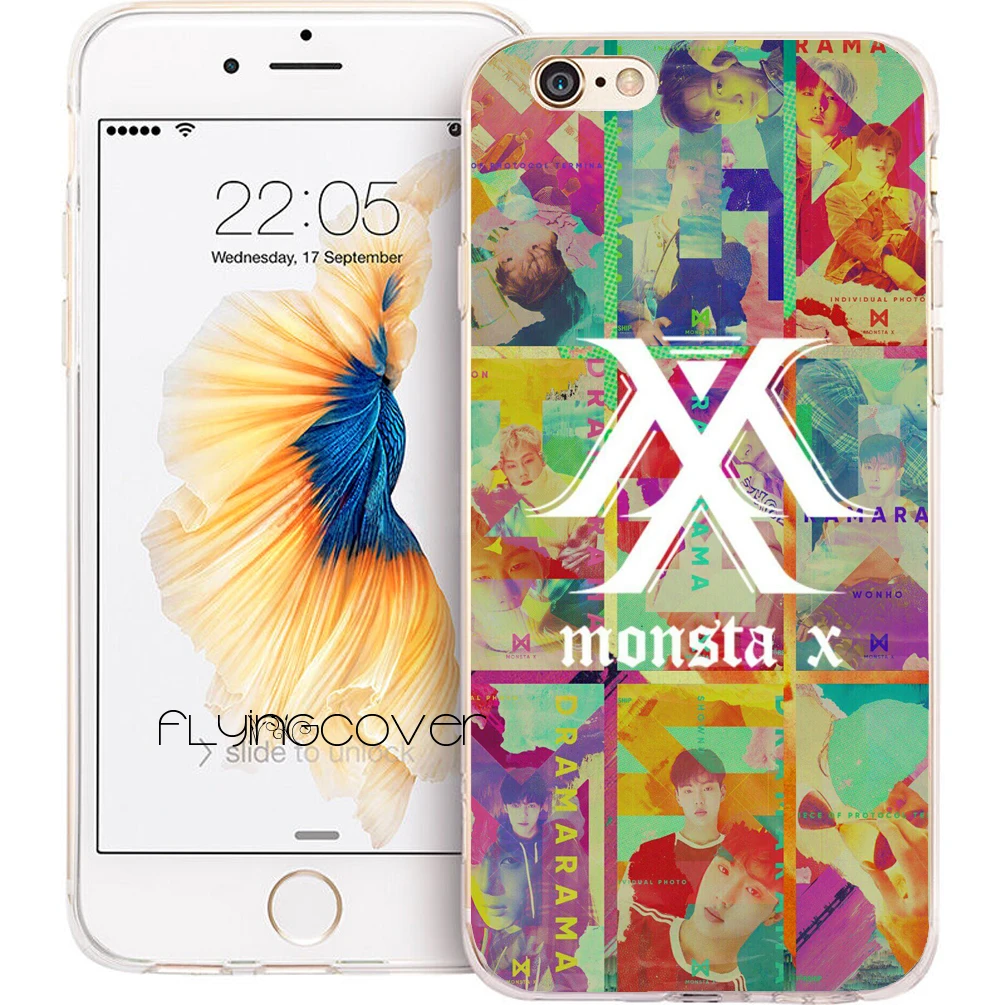 Coque монста х KPOP телефонные чехлы для iphone 10X7 8 6 S плюс 5S 5 SE 5C 4S 4 iPod Touch Чехол