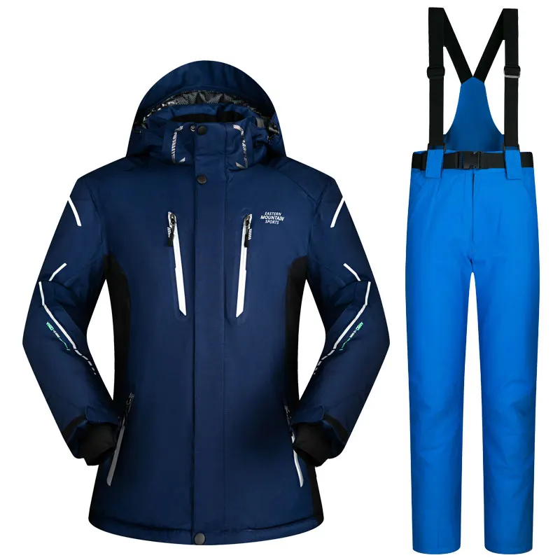 Лыжный костюм, мужские комплекты, супер теплый, уплотненный, водонепроницаемый, ветрозащитный, зимние костюмы для снега, мужские комплекты, зимние, для катания на лыжах и сноуборде, куртка для мужчин - Цвет: CS1  BLUE