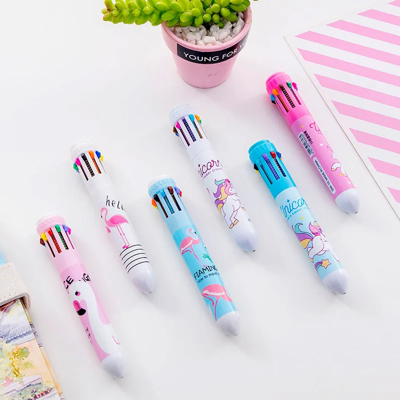 

Cartoon Animal Ten-color Pen Color Ballpoint Pen Multicolor Ballpoint Pen Student Stationery School Supplies Novelty Pens