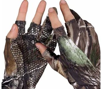 Охотничьи рыболовные эластичные перчатки камуфляжные отскакивающие перчатки противоскользящие 3 без пальцев кемпинг на природе, езда на велосипеде полупальцевые спортивные перчатки - Цвет: Белый