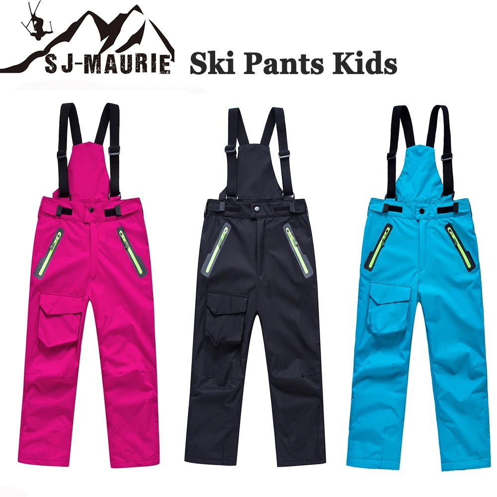 

SJ-Maurie Winter Ski Pants Kids Waterproof Windproof Snowboard Ski Trousers for Boy Cotton Pad Warm Girls Skiing Pants Snow