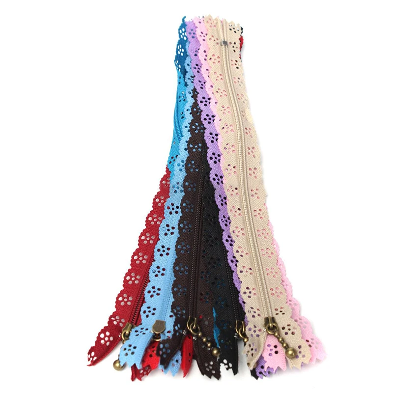 10pcs Nylon Mixed Color Lace Edge Zipper Puller DIY Craft Zip Tailor For Bag Garment Sewing Tool Random Colors