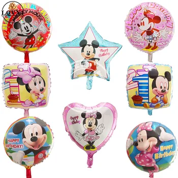 

10pcs 18inch Round Mickey Minnie Mouse Foil Balloons Birthday Party Wedding Decoration Baby Shower Kids Classic Toys Supplies