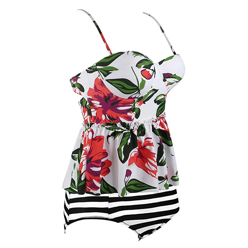 SAGACE цельное мягкое бикини с цветочным принтом и рюшами, пляжная одежда пуш-ап для женщин, женский летний бразильский купальник