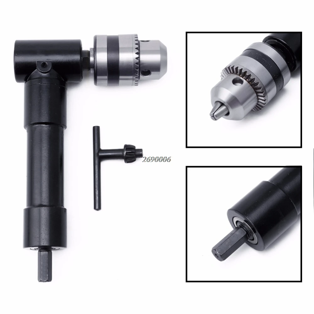 New 3/8" Aluminium Head Right Angle Drill Attachment Bit 3/8 Chuck Key