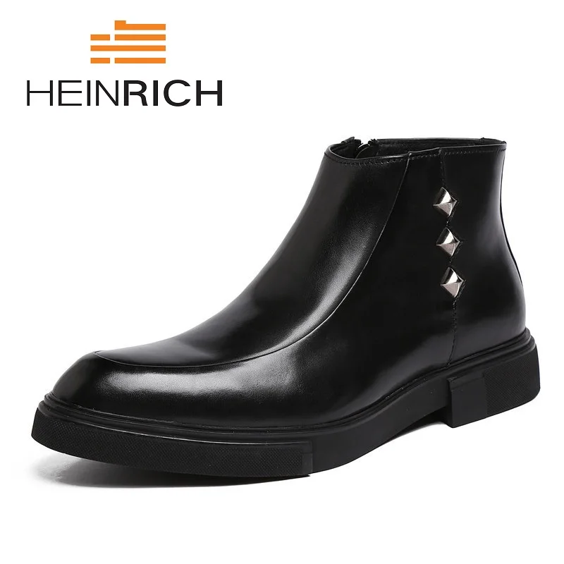 

HEINRICH Customized Brand Chelsea Boots Men Cow Leather Pointed Toe West Boots Fashion Retro Leather Handmade Shoes Chuteira