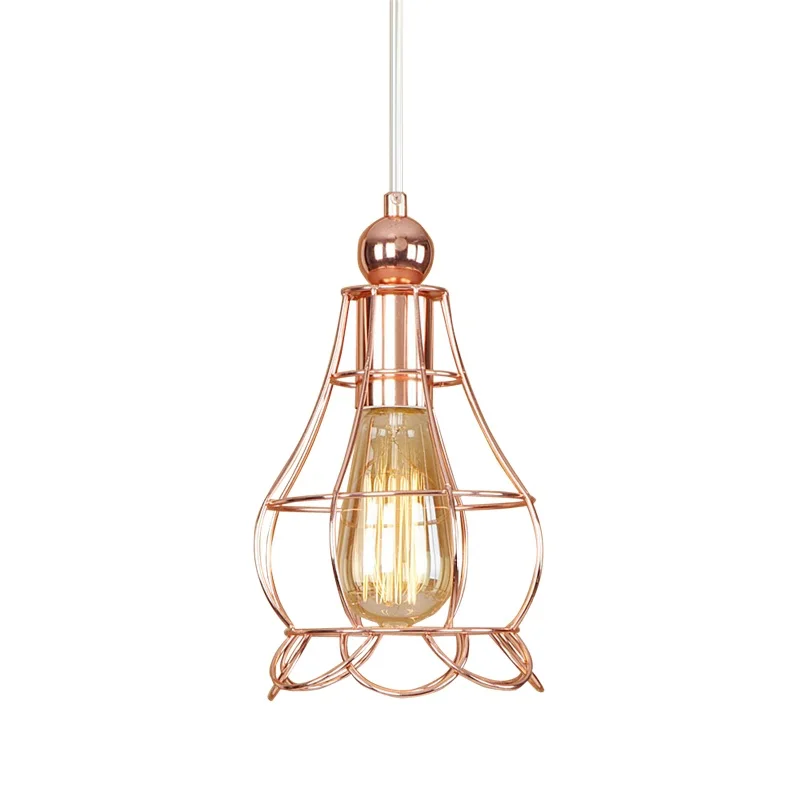 E27 Edison Loft Style Rose Gold Iron Droplight Modern LED Pendant Light Fixtures Simple Single ...