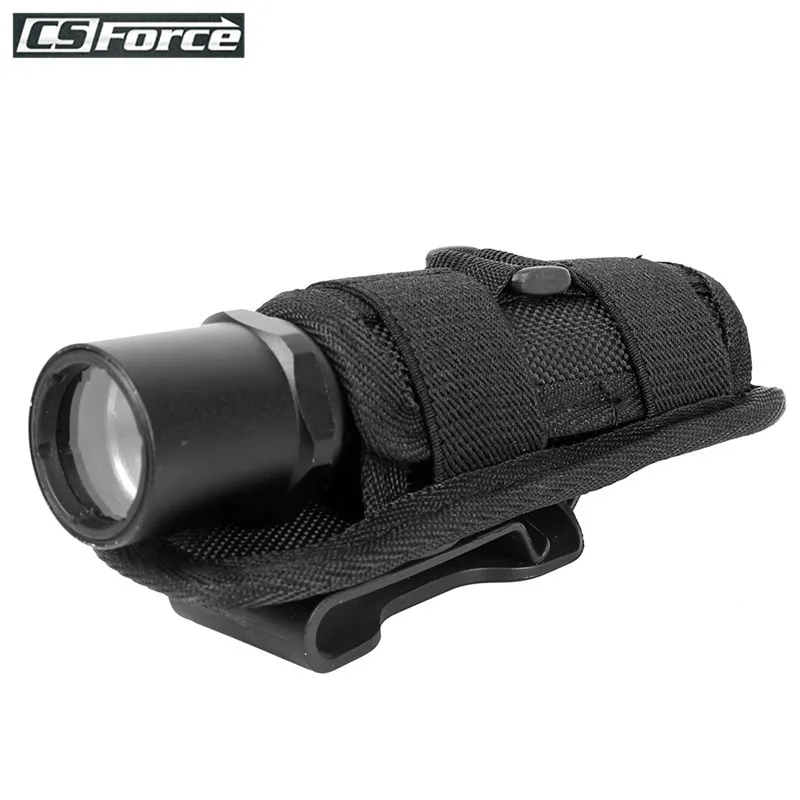 Tactical Flashlight Holder 360 Degree Rotatable Clip Torch Pouch MOLLE for Belt Outdoor Flashlight Pouch Hunting