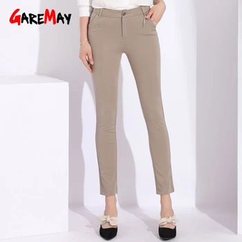 

Khaki Formal Pants Women Skinny Elegant High Waisted Ladies Trousers Plus Size Women's Strtech Pencil Work Pants For The Office