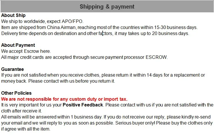 3shippment and payment
