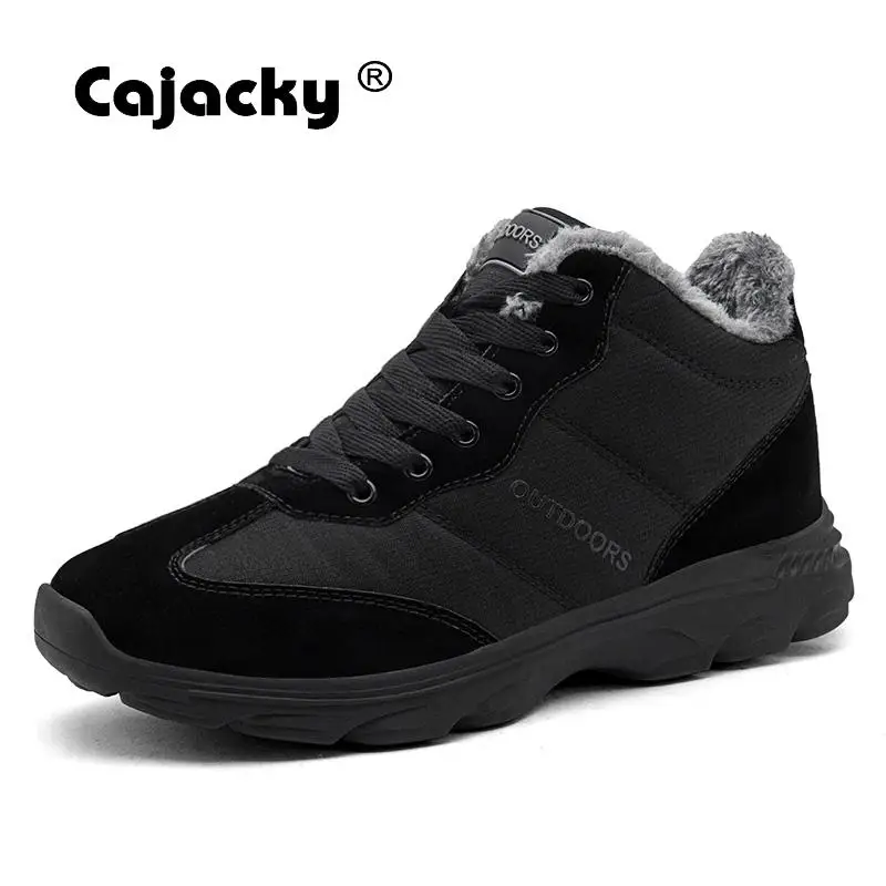 

Cajacky Winter Men Boots With Fur Plus Size 46 Fashion Men Ankle Boots Plush Warm Snow Botas Hombre High Top Unisex Sneakers Hot