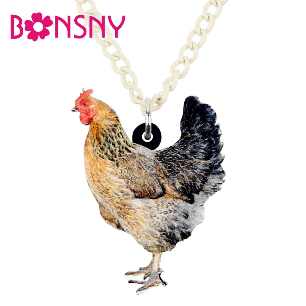 Buy Bonsny Statement Acrylic Chicken Hen Necklace