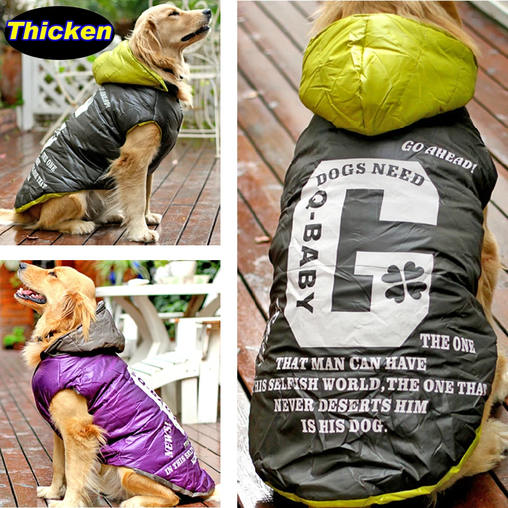 

Labrador Golden Retriever Pet Dog Clothes Winter Waterproof Thickenin Warm Big Dog Jacket Hoodie Coat Large Size Purple Gray