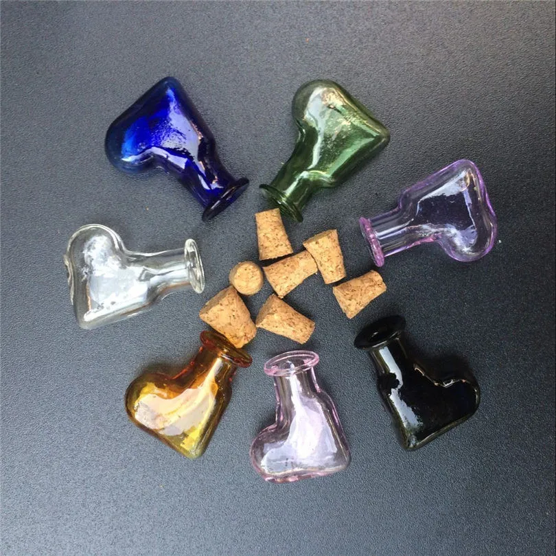 Mini Glass Pendant Bottles With Cork Little Colors Art Bottles Handmade Hearts Gift Cute Bottles Mix 7Colors11