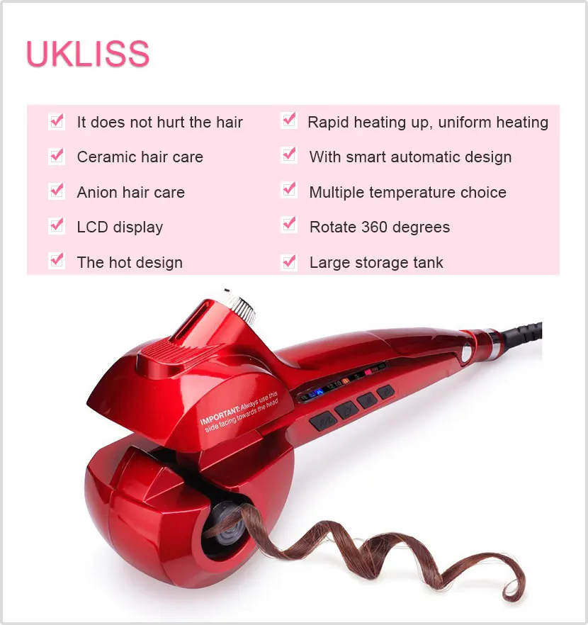 High Quality Automatic Brush Hair Curler with LED Steam Hair Curlers