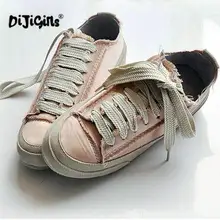 DIJIGIRLS/осенние женские повседневные белые туфли на плоской подошве; испанская повседневная обувь на шнуровке из шелка и сатина; Прямая поставка