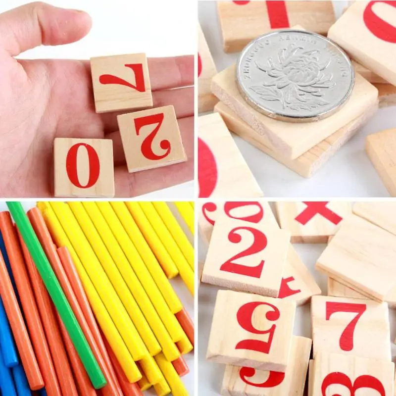 Деревянные игрушки для детей Математика игра палка математические цифры Счетные палочки
