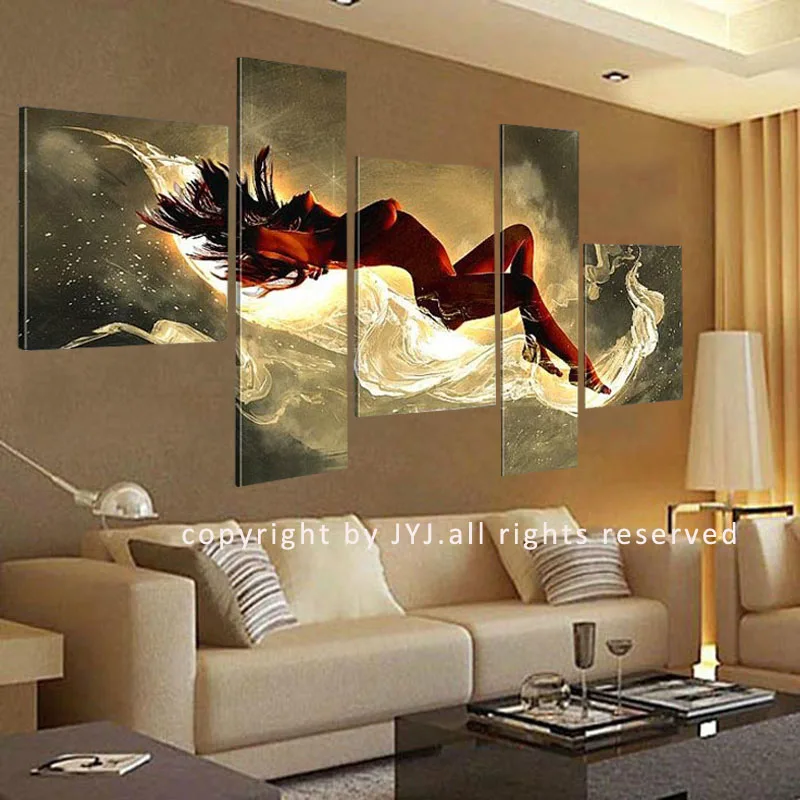 Aliexpress Com 5 Panels Y Lady Oil Painting Wall Art Aliexpress Com 5 Panels Y Lady Oil Painting Wall Art Quality Hand Painted Canvas For Living Room Decoration No Framed Jyjhs008 From