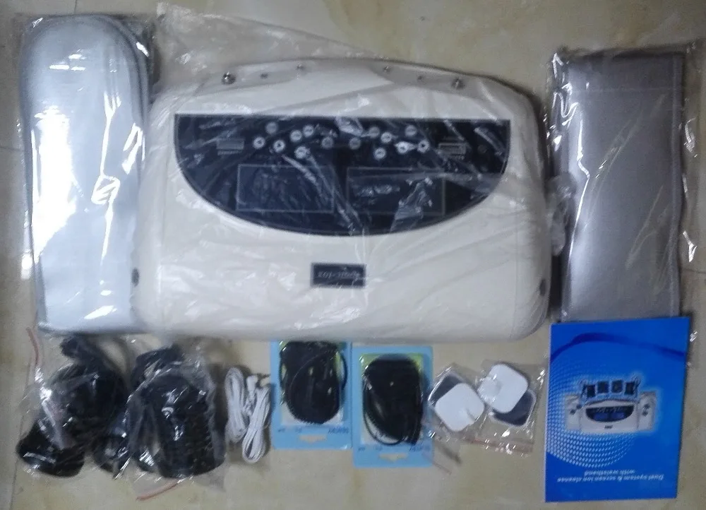 Skup 2019 nowa podwójna maszyna detoksykacyjna maszyna do oczyszczania jonów spa do stóp detox dwa ekran LCD z masażem akupunktura klocki kromka pasek na nadgarstek