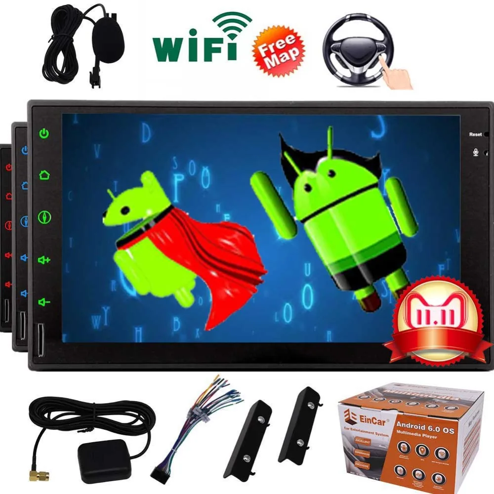 

7 Inch Touch Screen Car Stereo 2 DIN GPS Navigation Double Din Headunit Android Vehicle Radio Receiver Support WiFi/OBD2/Mirror