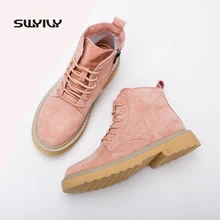 SWYIVY/Ботинки Martin; женская зимняя повседневная обувь из натуральной кожи; Ботильоны на каблуке; коллекция года; сезон весна; британский стиль; Женские ботинки в стиле ретро