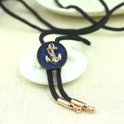 

Anchor Tie Bolo Black Rope Roundness Collar Button Cravate 2015 New Arrival Man Bolo Neckties Shirt Aksesoris Anchor Tie Bolo