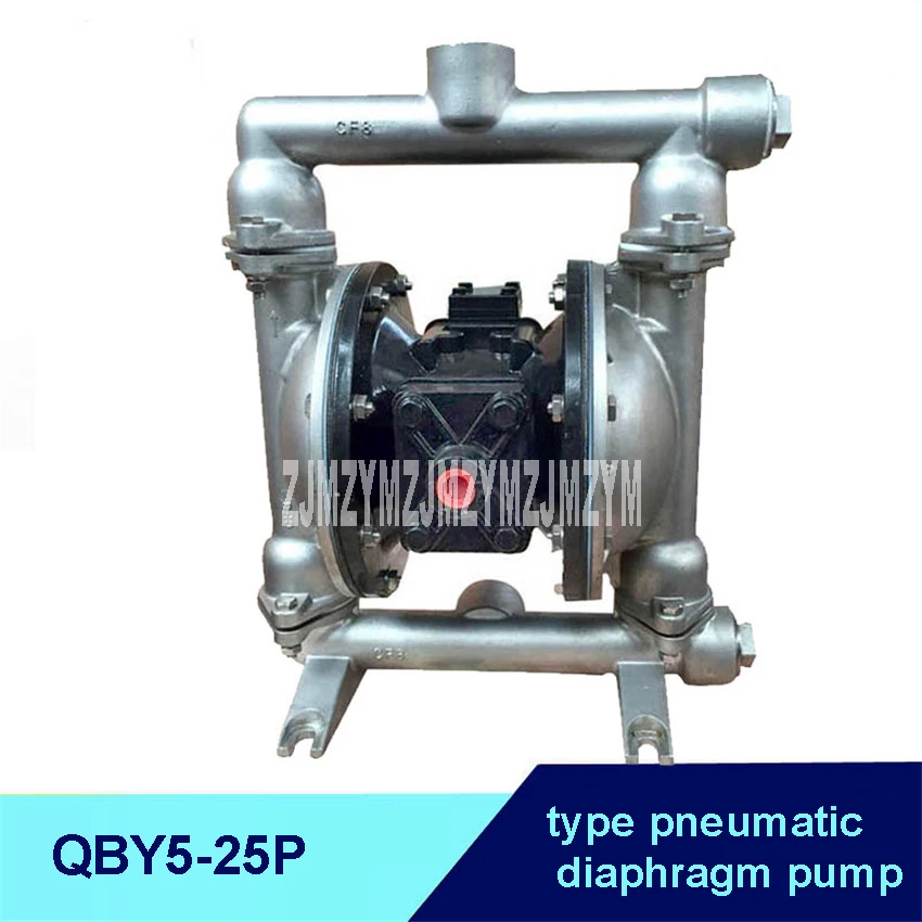 QBY-25P 304 Edible pneumatic diaphragm pump with stainless steel diaphragm ,Nitrile/PTFE F4/Teflon F46 optional three diaphragms