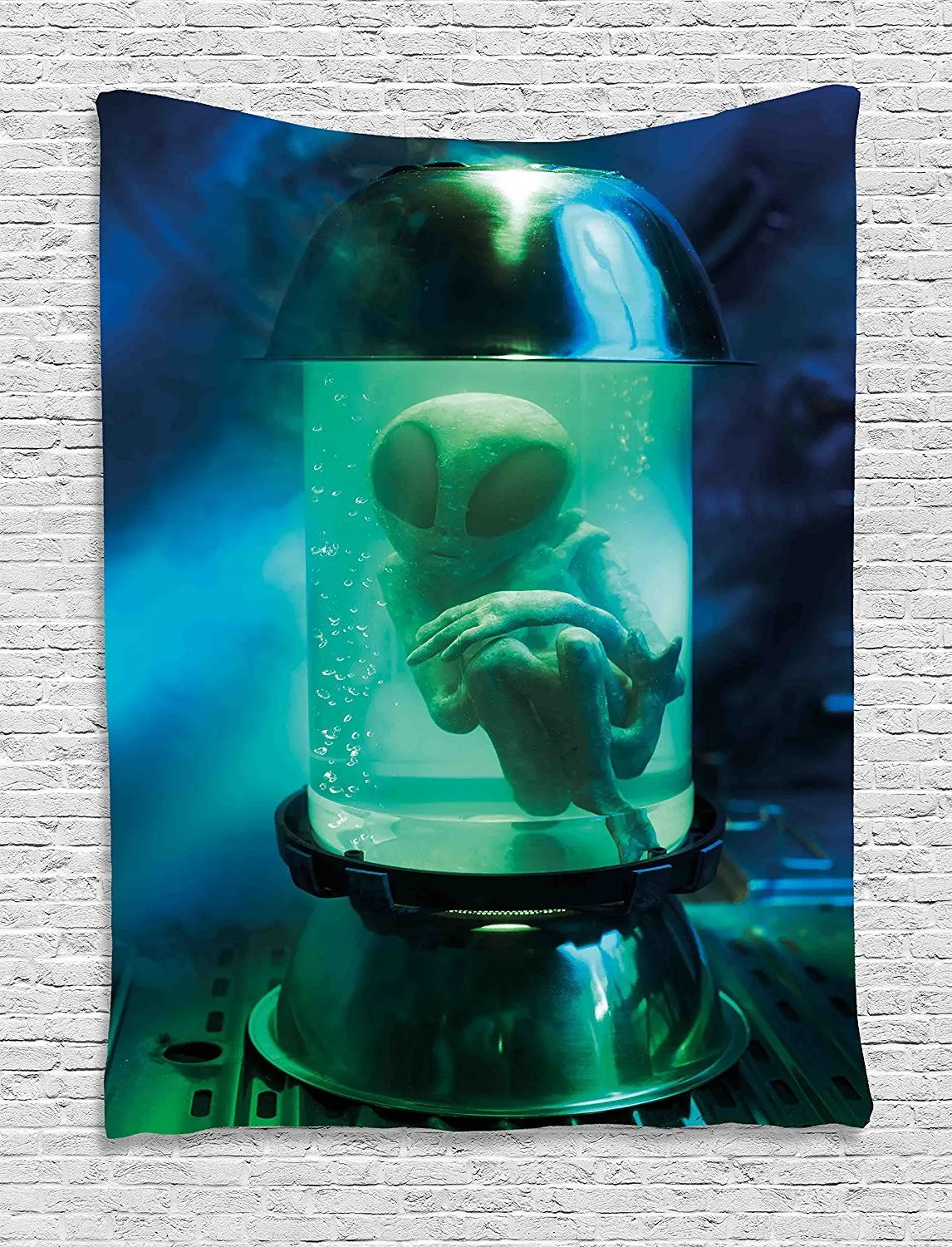

Outer Space Tapestry Martian UFO Alien in a Aquarium like Tube Artwork Image for Bedroom