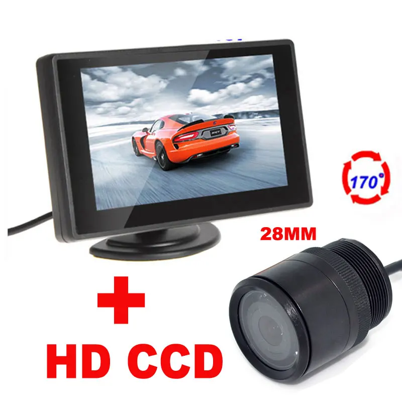 

Car Parking Assistance 4.3 Digital TFT LCD Mirror Car Parking Monitor + 170 Degrees 28mm 7 IR Car Rear view Camera