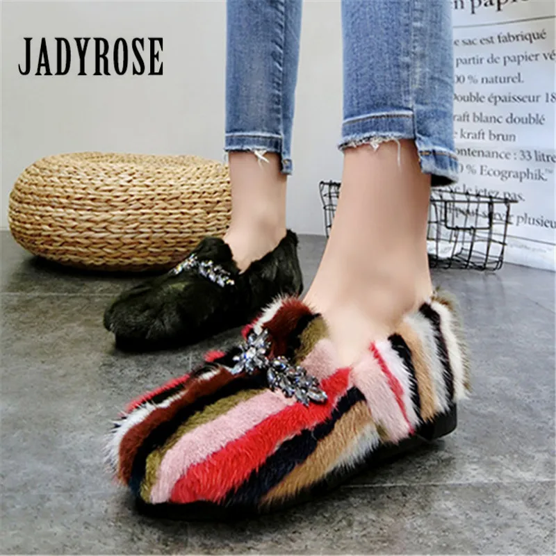 Prix Jady Rose Femmes Hiver Chaud De Fourrure Appartements Femmes Oisifs Occasionnels Plate Forme Creepers Espadrilles Chaussures Femme Dames Sneakers