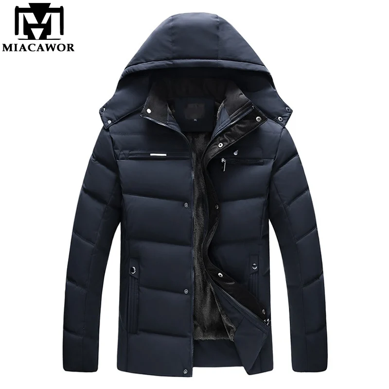 

MIACAWOR Winter Jacket Men Thicken Warm Men Parkas Hooded Fleece Man's Jackets Outwear Jaquetas Masculina de inverno J498